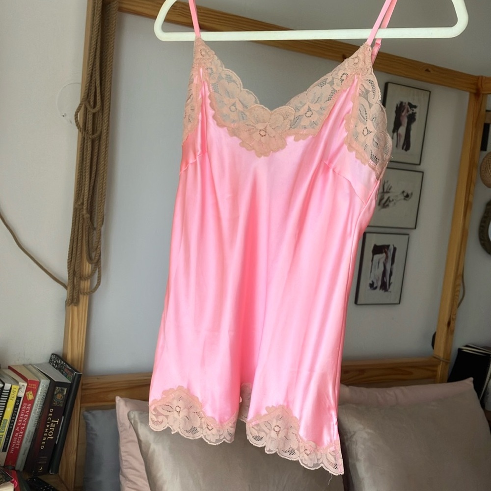 Gold Hawk Silk Camisole With Lace Trim
